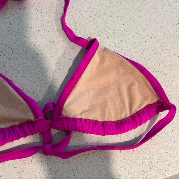 NEW Moontide Swimwear Bikini Top UK 10 Triangle String Swim Fuchsia Unpadded - Picture 8 of 12